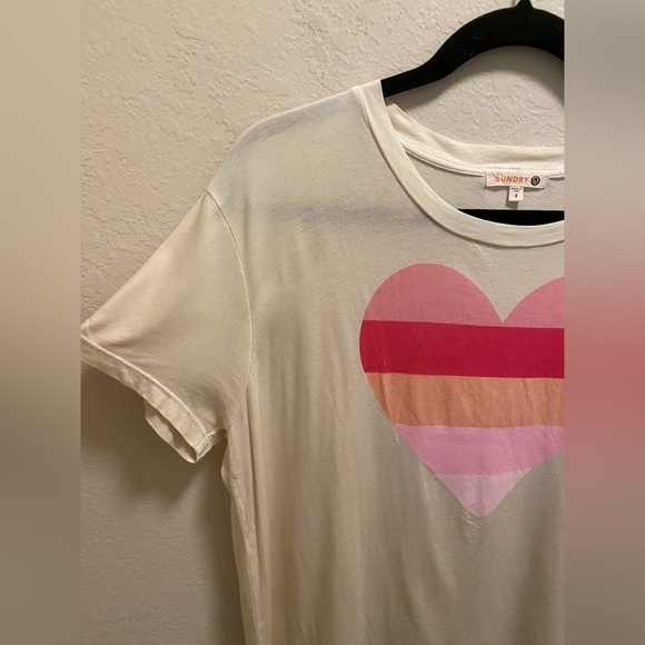 Sundry Striped Heart T-shirt Size 2 - Picture 4 of 7